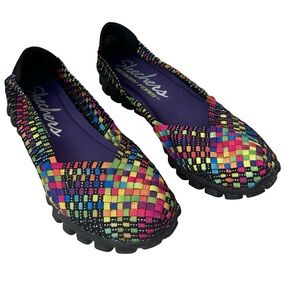 Skechers Lightweight Memory Foam EZ Flex Multicolor Rainbow Woven Flats